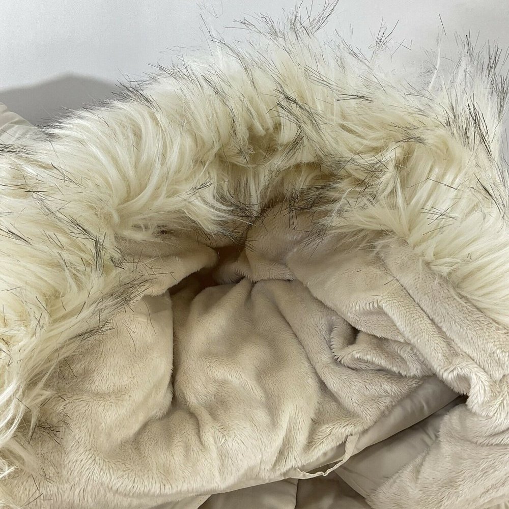 Rachel Parcell Coat Womens Sz Small Cream Puffer Faux Fur Hooded Msrp $228 Nwot - Picture 6 of 10